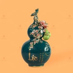 Bình Hồ Lô Xanh Lục Tài Lộc Vẽ Vàng