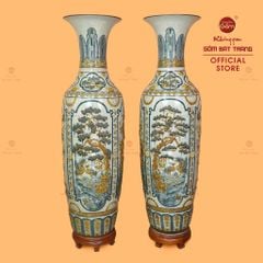 Lộc Bình 1M6 Men Rạn Tứ Quý Đắp Nổi